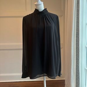 Karl Lagerfeld Black Ruffle Blouse | Size M